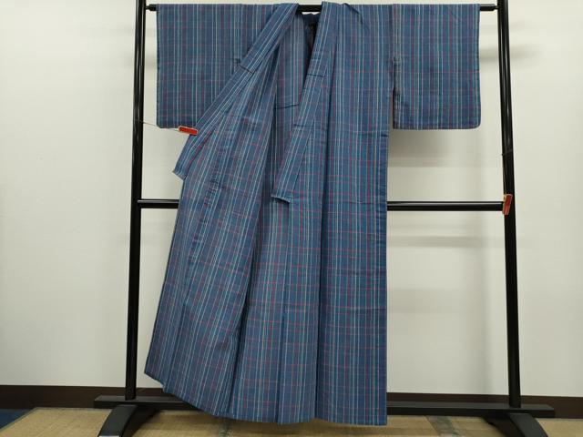 平和屋着物∴夏物 阿波しじら織 浴衣 格子柄 綿 逸品 CABK6630ze