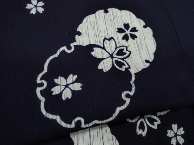 平和屋着物∴夏物 浴衣 雪輪重ね舞桜文 綿 逸品 CABK6631ze