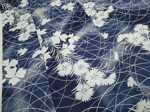 平和屋着物∴夏物 浴衣 注染 草花文 手縫い 綿 逸品 CABK6632ze