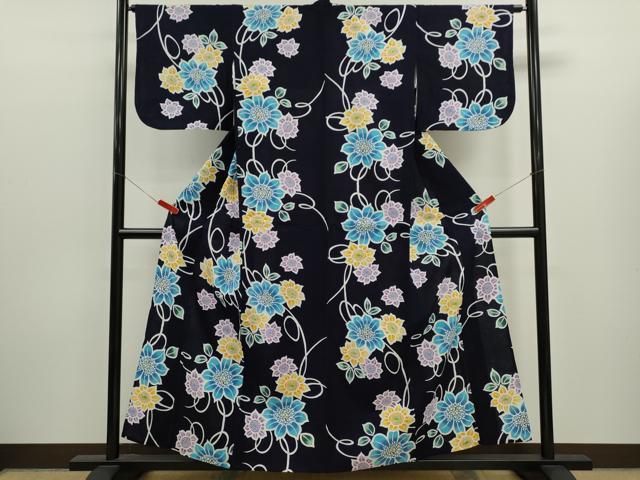 平和屋着物∴夏物 浴衣 注染 草花文 綿 逸品 CABK6633ze