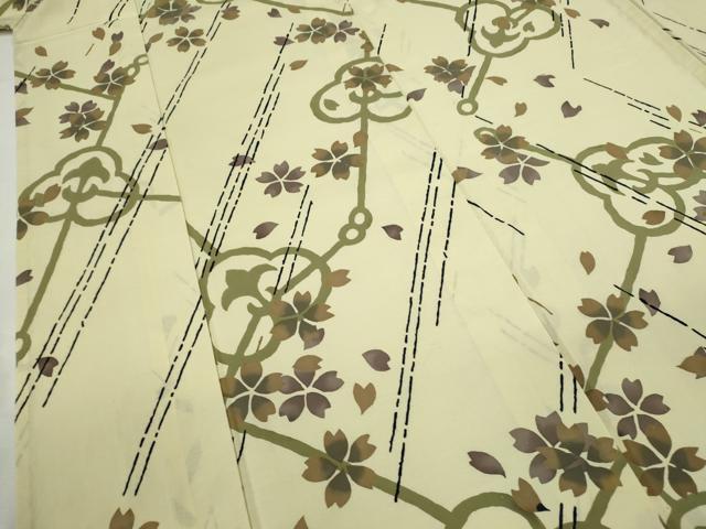 平和屋着物∴夏物 浴衣 注染 舞花文 手縫い 綿 逸品 CABK6634ze