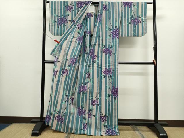 平和屋着物∴夏物 浴衣 注染 紫陽花 手縫い 綿 逸品 CABK6638ze