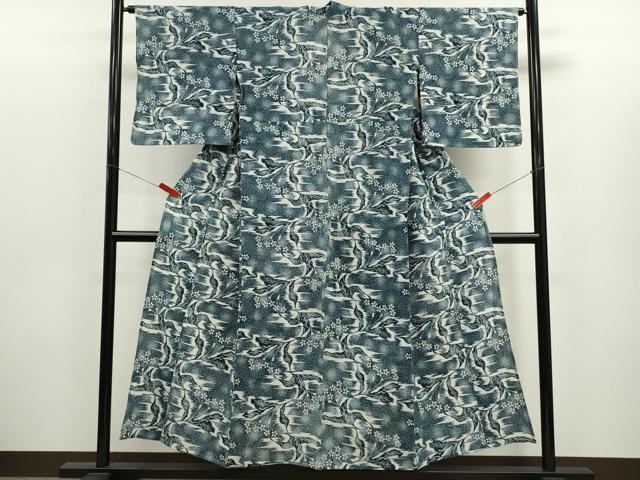 平和屋着物∴夏物 綿紅梅 浴衣 草花文 手縫い 綿 逸品 CABK6643ze