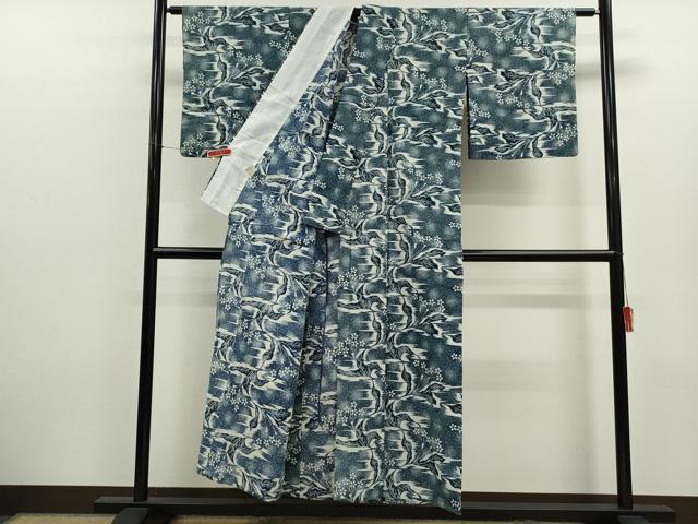 平和屋着物∴夏物 綿紅梅 浴衣 草花文 手縫い 綿 逸品 CABK6643ze