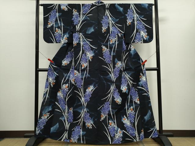 平和屋着物∴夏物 浴衣 注染 草花文 手縫い 綿 逸品 CABK6645ze