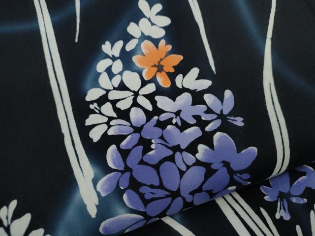 平和屋着物∴夏物 浴衣 注染 草花文 手縫い 綿 逸品 CABK6645ze