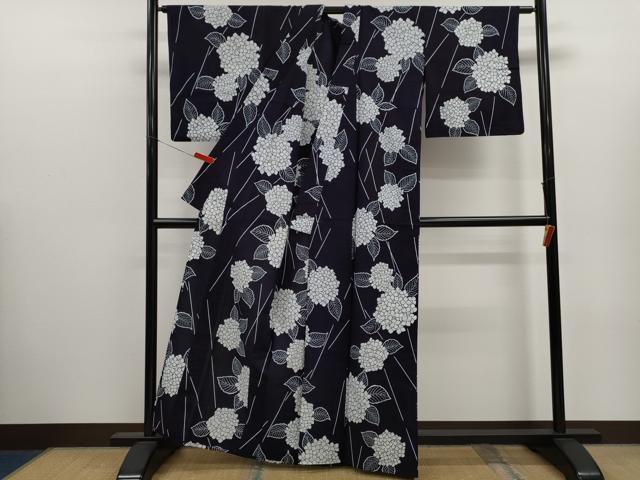 平和屋着物∴夏物 浴衣 注染 紫陽花 手縫い 綿 逸品 CABK6646ze