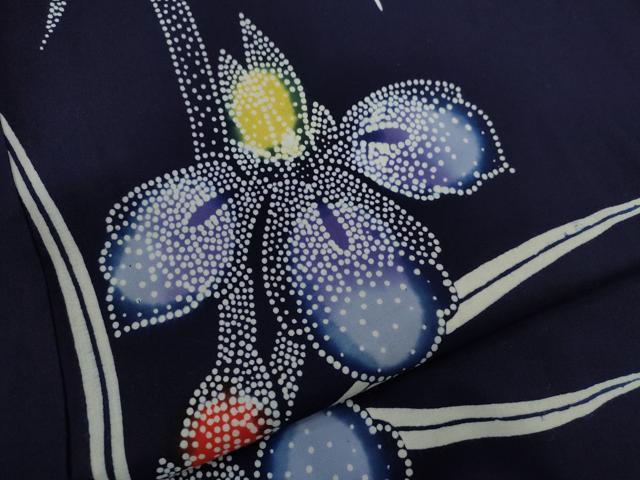 平和屋着物∴夏物 浴衣 注染 燕子花 手縫い 綿 逸品 未使用 CABK6650ze