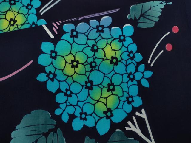 平和屋着物∴夏物 浴衣 注染 紫陽花 綿 逸品 未使用 CABK6658ze