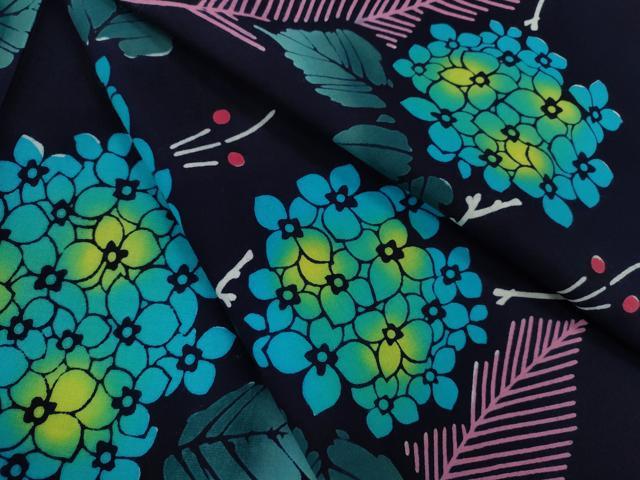 平和屋着物∴夏物 浴衣 注染 紫陽花 綿 逸品 未使用 CABK6658ze