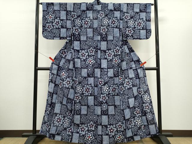 平和屋着物∴夏物 浴衣 有松鳴海絞り 草花文 綿 逸品 CABK6659ze
