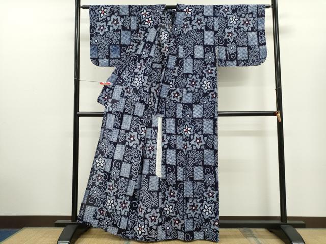 平和屋着物∴夏物 浴衣 有松鳴海絞り 草花文 綿 逸品 CABK6659ze