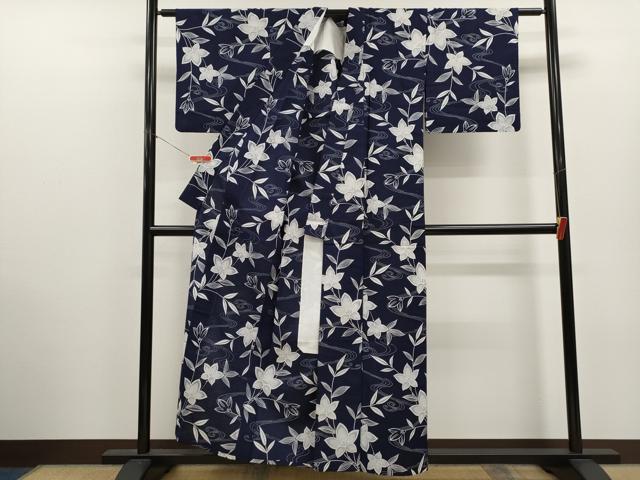 平和屋着物∴夏物 浴衣 注染 流水草花文 逸品 CABK6664ze