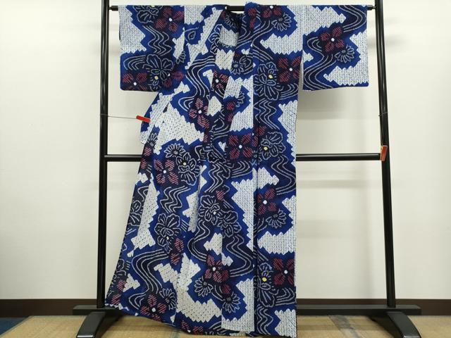 平和屋着物∴夏物 浴衣 有松鳴海絞り 流水舞花文 綿 逸品 CABK6672ze