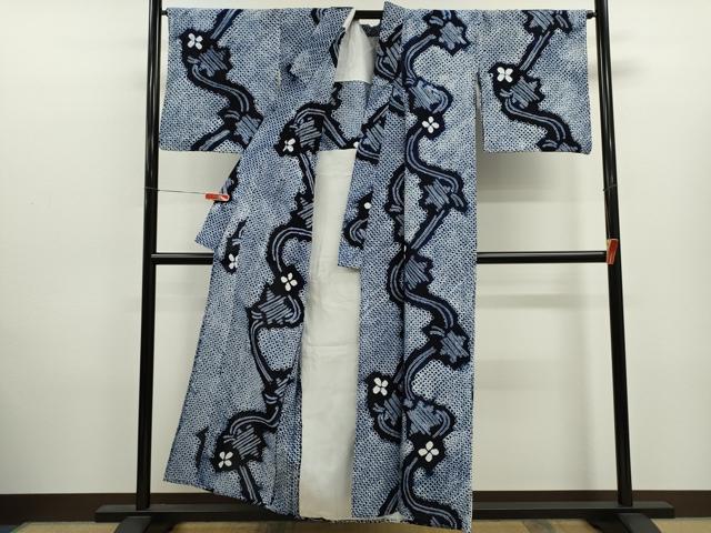 平和屋着物∴夏物 浴衣 有松鳴海絞り 舞花文 綿 逸品 CABK6673ze