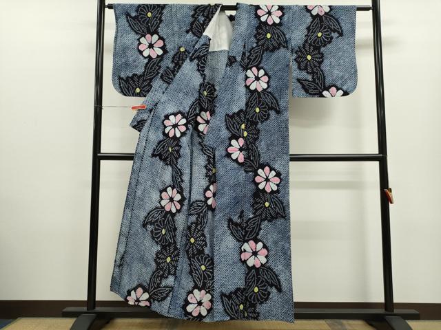 平和屋着物∴夏物 浴衣 有松鳴海絞り 草花文 綿 逸品 CABK6674ze