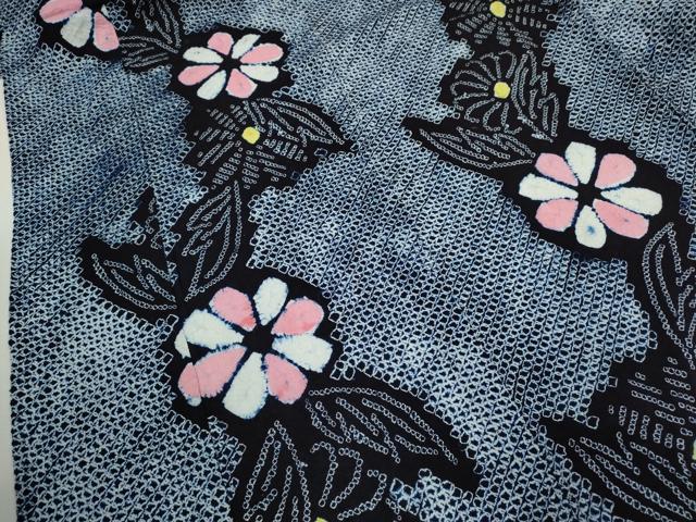 平和屋着物∴夏物 浴衣 有松鳴海絞り 草花文 綿 逸品 CABK6674ze