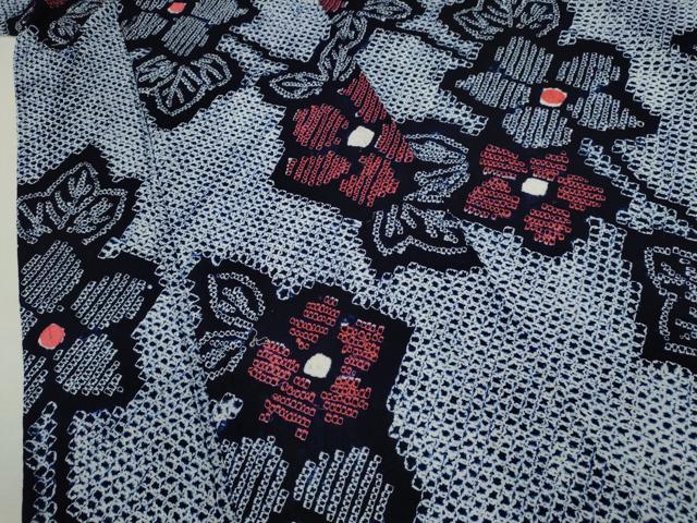 平和屋着物∴夏物 浴衣 有松鳴海絞り 草花文 綿 逸品 CABK6689ze