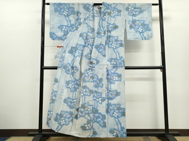 平和屋着物∴夏物 浴衣 有松鳴海絞り 草花文 綿 逸品 CABK6691ze