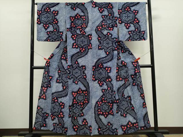 平和屋着物∴夏物 浴衣 有松鳴海絞り 抽象文 綿 逸品 CABK6692ze