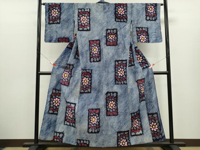 平和屋着物∴夏物 浴衣 有松鳴海絞り 短冊花文 綿 逸品 CABK6695ze