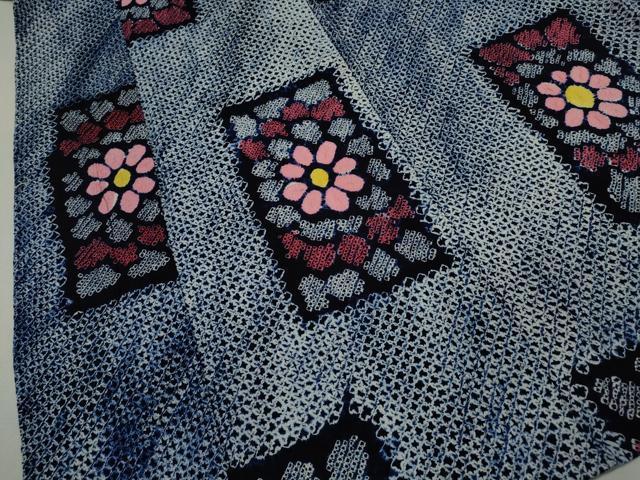 平和屋着物∴夏物 浴衣 有松鳴海絞り 短冊花文 綿 逸品 CABK6695ze