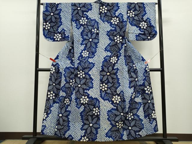 平和屋着物∴夏物 浴衣 有松鳴海絞り 花唐草文 綿 逸品 CABK6697ze