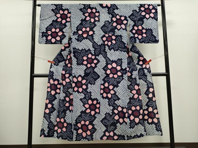 平和屋着物∴夏物 浴衣 有松鳴海絞り 枝花文 綿 逸品 CABK6701ze
