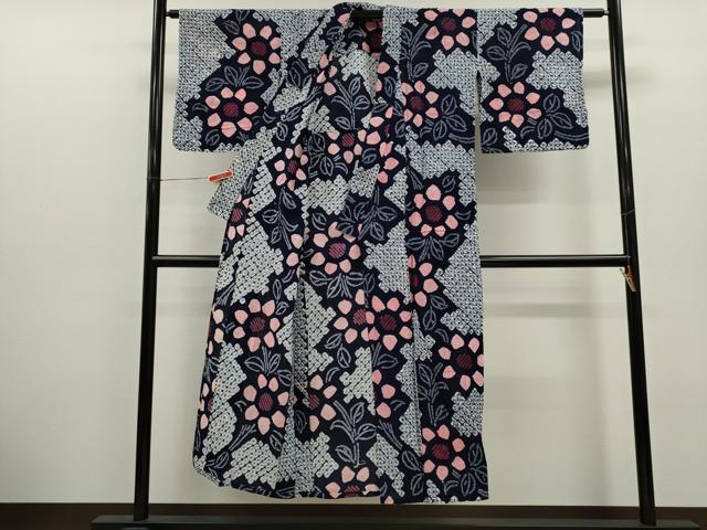 平和屋着物∴夏物 浴衣 有松鳴海絞り 枝花文 綿 逸品 CABK6701ze