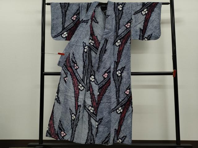 平和屋着物∴夏物 浴衣 有松鳴海絞り 草花文 綿 逸品 CABK6710ze