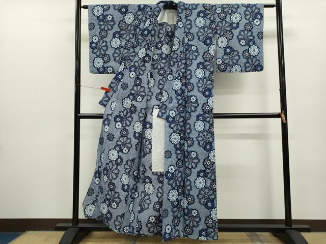 平和屋着物∴夏物 浴衣 リップル生地 舞花文 手縫い 綿 逸品 CABK6712ze