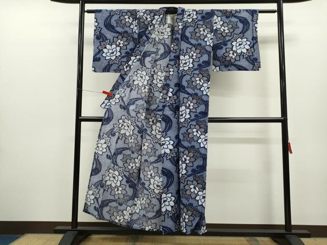 平和屋着物∴夏物 浴衣 リップル生地 立波草花文 綿 逸品 CABK6728ze