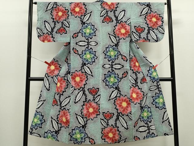 平和屋着物∴夏物 浴衣 注染 枝花文 手縫い 綿 逸品 CABK6735ze