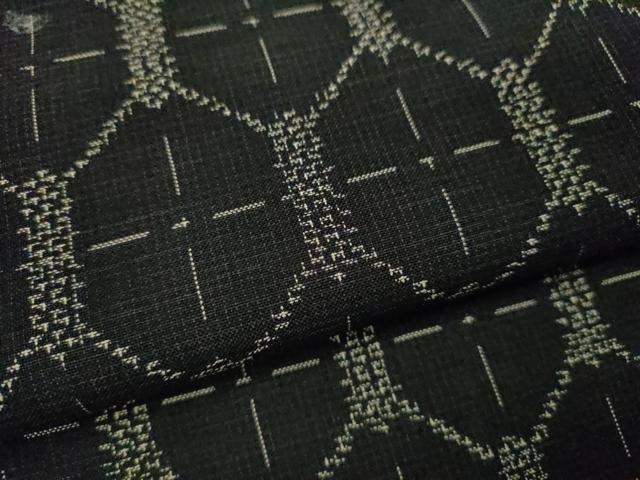 平和屋着物*夏物 紗紬 亀甲文様 黒地 正絹 逸品 CABK6747ze