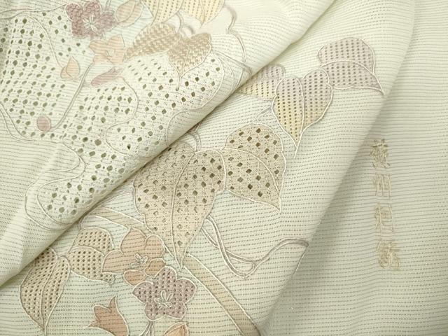 平和屋着物*夏物 中国三大刺繍 スワトウ刺繍 相良刺繍 蘇州刺繍 訪問着 絽 草花文 暈し染め 正絹 逸品 CABK6777ze