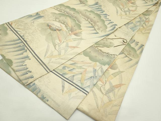 平和屋着物*夏物 アンティーク 大正ロマン 丸帯 龍 吉祥松文 銀彩 正絹 逸品 CABK6801rv