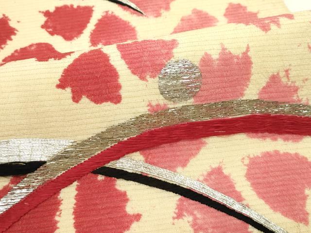 平和屋着物*夏物 アンティーク 大正ロマン 両面 全通柄 京袋帯 駒刺繍 露芝花文 銀糸 正絹 逸品 CABK6802rv