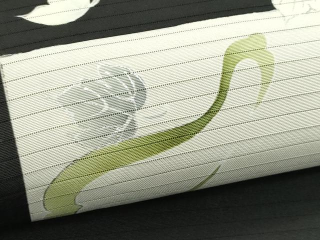 平和屋着物*夏物 絽塩瀬 九寸名古屋帯 瓢箪 黒地 金彩 五泉 反端付き 正絹 逸品 CABK6811rv