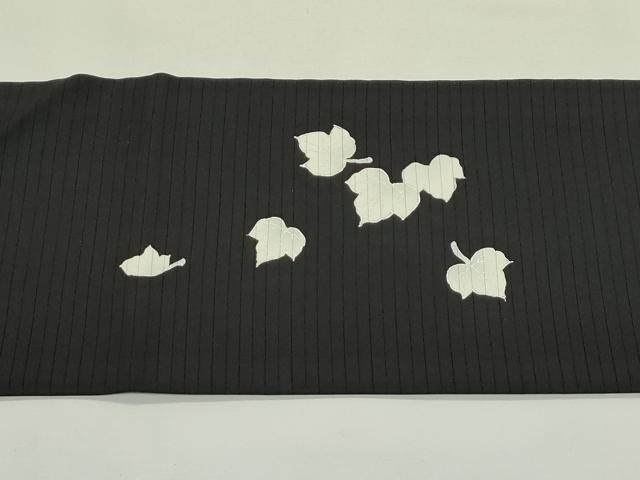 平和屋着物*夏物 絽塩瀬 九寸名古屋帯 瓢箪 黒地 金彩 五泉 反端付き 正絹 逸品 CABK6811rv