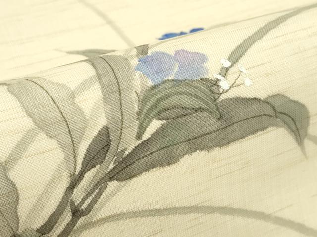 平和屋着物*夏物 九寸名古屋帯 手描き 草花文 鈴乃屋扱い 麻 逸品 CABK6815rv