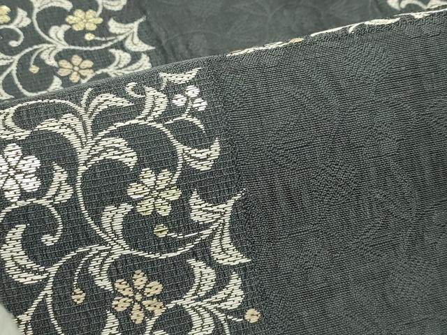 平和屋着物*夏物 九寸名古屋帯 市松花唐草文 金糸 正絹 逸品 CABK6817rv