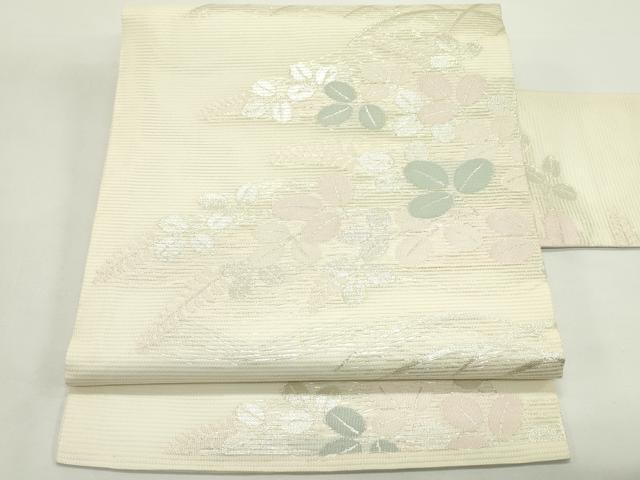平和屋着物*夏物 九寸名古屋帯 萩 銀糸 正絹 逸品 未使用 CABK6818rv