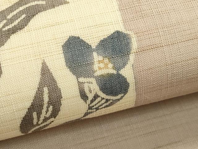平和屋着物*夏物 九寸名古屋帯 型染め 色紙花文 麻 逸品 CABK6819rv