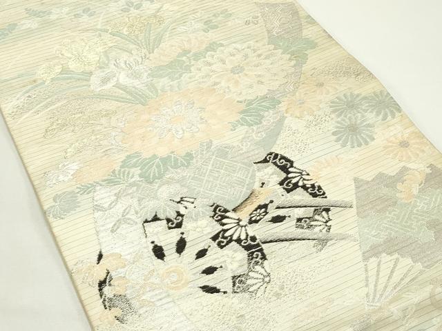 平和屋着物*夏物 アンティーク 大正ロマン 丸帯 花車文 金銀糸 正絹 逸品 CABK6824rv