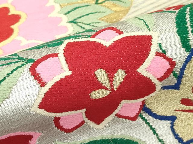 平和屋着物*夏物 アンティーク 大正ロマン 丸帯 唐織 草花丸文 金銀糸 正絹 逸品 CABK6825rv