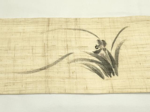 平和屋着物*夏物 九寸名古屋帯 手描き 草花文 麻 逸品 CABK6834rv