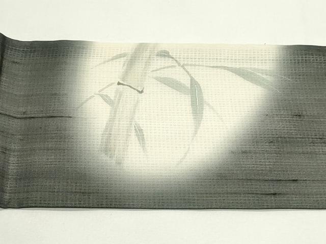 平和屋着物*夏物 九寸名古屋帯 手描き 紬地 蛙 笹竹文 銀彩 正絹 逸品 CABK6835rv