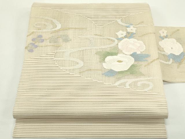 平和屋着物*夏物 八寸名古屋帯 絽綴れ 流水花文 金銀糸 正絹 逸品 CABK6853rv