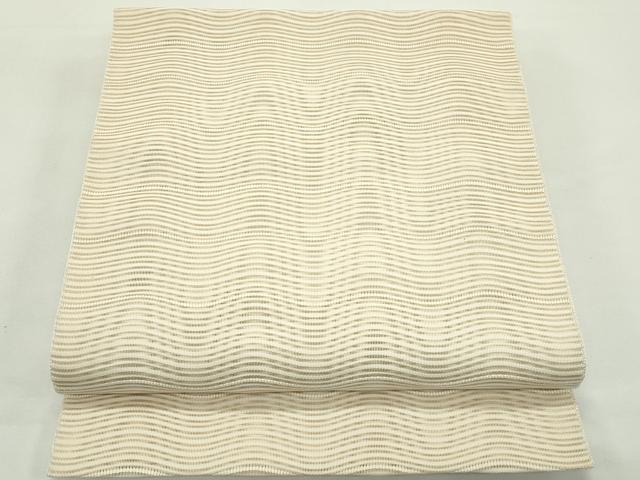 平和屋着物*夏物 八寸名古屋帯 絽綴れ よろけ縞 肌色 鈴乃屋扱い 正絹 逸品 CABK6855rv