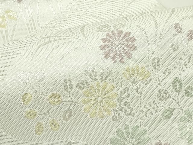 平和屋着物*夏物 六通柄 京袋帯 秋草文 銀糸 CABK6858rv